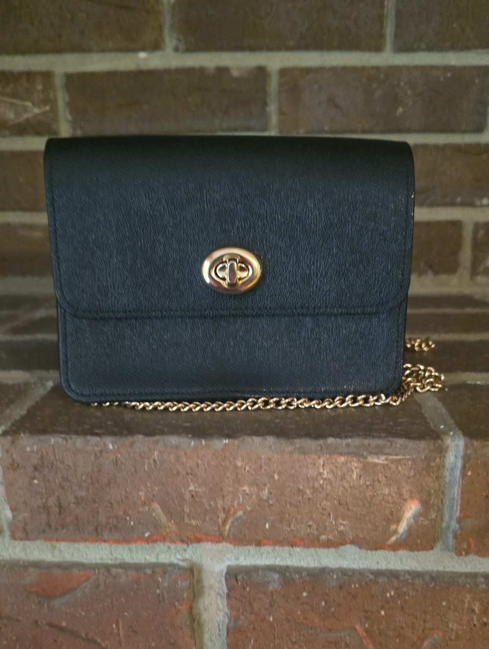Coach Bowery Black Leather‎ Chain Crossbody Bag